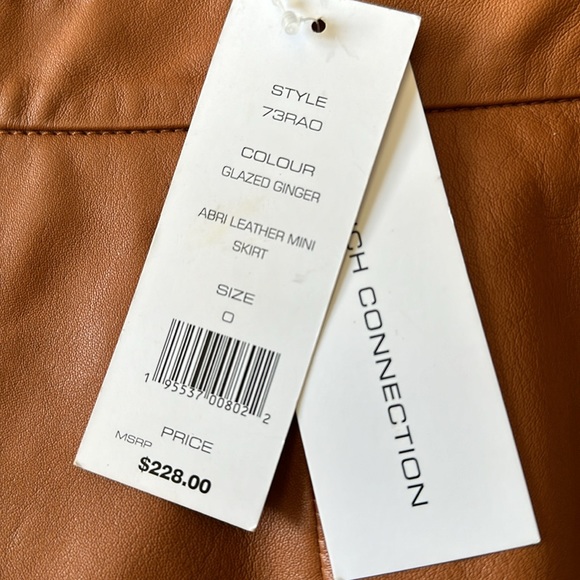 French Connection Glazed Ginger Abri Leather Mini Skirt Size 0 NWT - Picture 12 of 17